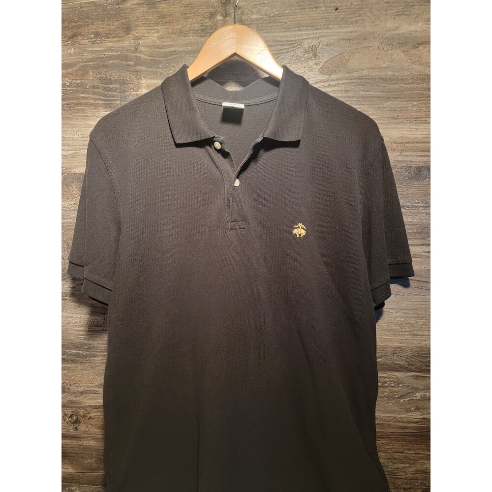 BROOKS BROTHERS Men’s L Performance Slim Polo Golf Shirt  Black EUC